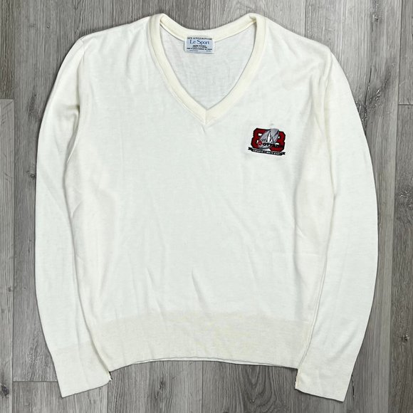 Vintage 1988 76th Grey Cup Ottawa Le Sport Acrylic Cream Medium V-Neck Sweater - Picture 1 of 8